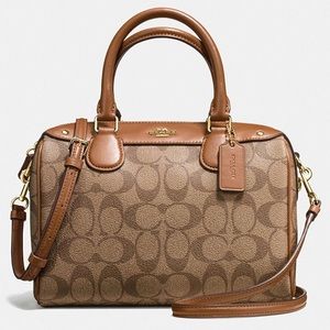 NEW (NWOT) Coach Signature Mini Bennett Brown/Khaki Saffiano Leather Satchel